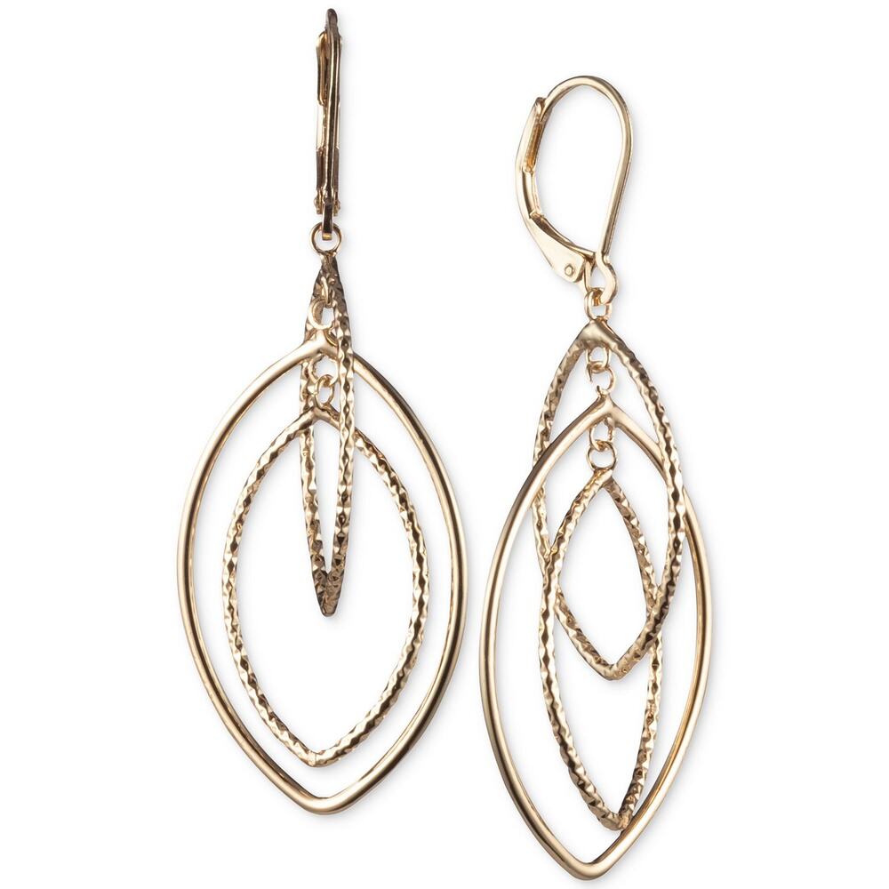 Anne Klein Diamond Texture Orbital Earrings Gold Tone NEW
